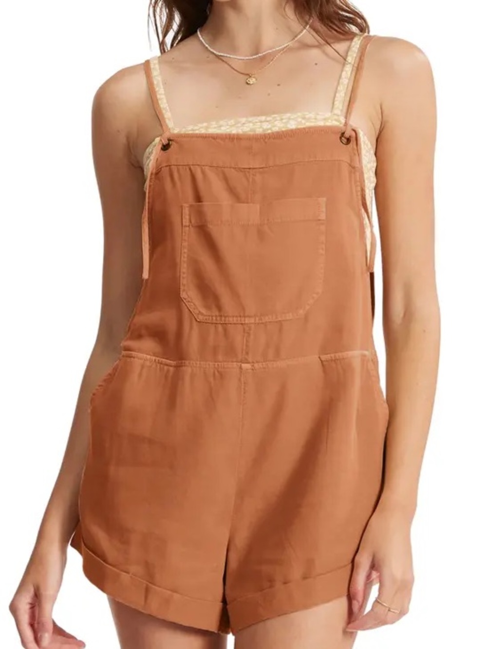 Billabong wild pursuit romper / Short Overalls. Rust / orange / salmon